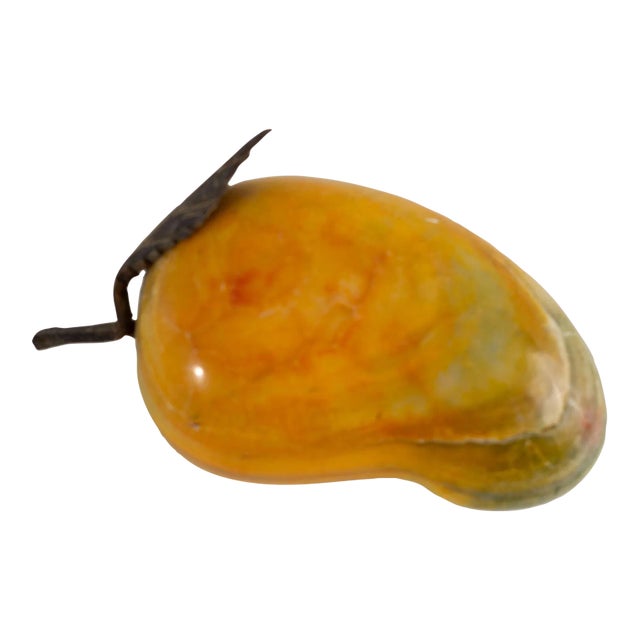 Vintage Yellow Onyx Mango Paperweight For Sale