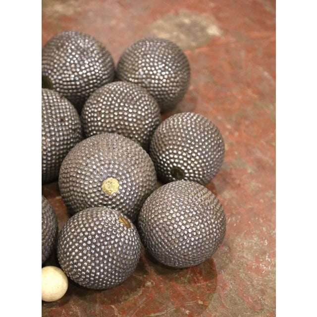 Late 19th Century 19th Century Set of 12 French Nail-Studded Boules With 2 Wooden Cochonnets For Sale - Image 5 of 8