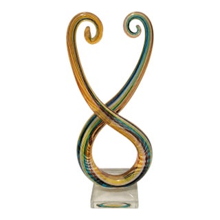 Vintage MCM Murano Hand Blown Glass Colorful Sculpture Figurine For Sale