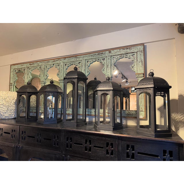 Vintage Ball Top Black Iron Floor Candle Stand / Lantern Small For Sale In Los Angeles - Image 6 of 6