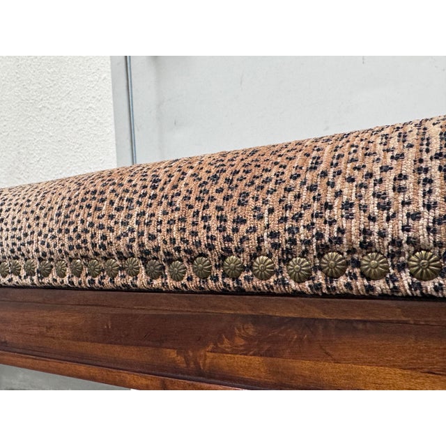 Brown X-Frame English Regency Leopard Upholstered Ottoman For Sale - Image 8 of 12