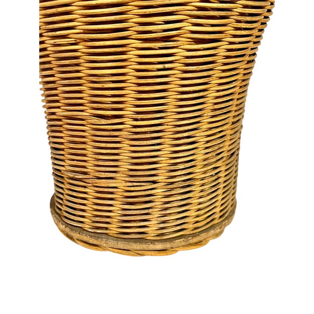 Antique French Provincial Fluted Handmade Wicker Basket For Sale - Image 9 of 13