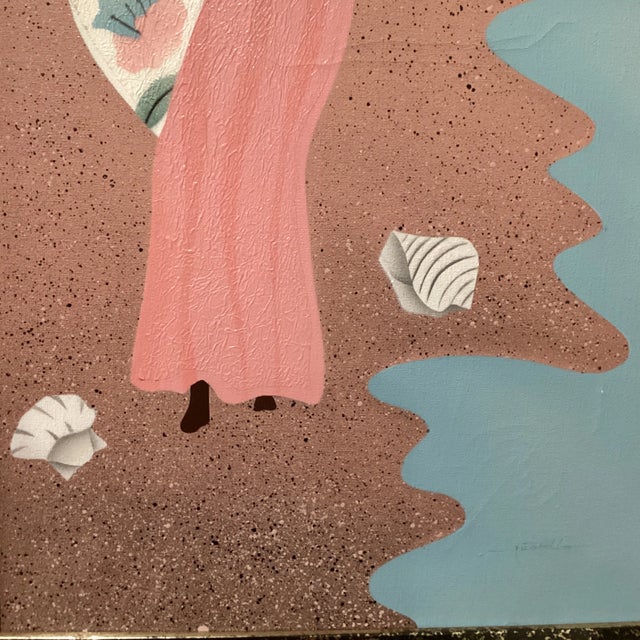 Textile Mid 20th Century Vintage Original African Woman Painting on Canvas Signed by Artist, Framed For Sale - Image 7 of 12