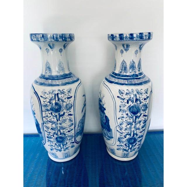 Pair of 19th Century Chinese Blue and White Large Vases Chairish
