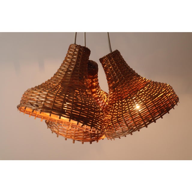 Mid-Century Modern Pendant Lights in Rattan, Germany, 1960s, Set of 3 For Sale - Image 11 of 18