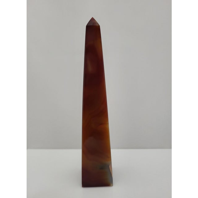 Abstract Polished Carnelian Druzy Agate Crystal Healing Obelisk Tower 8 3/4" For Sale - Image 3 of 13
