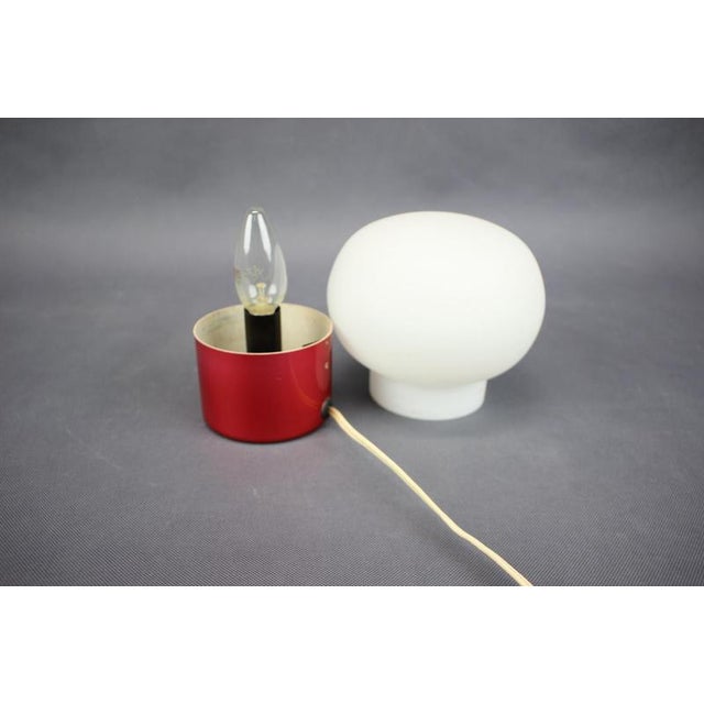 Czechoslovak Space Age Burgundy Red Opaline Glass Table Lamp, 1970s For Sale - Image 4 of 9