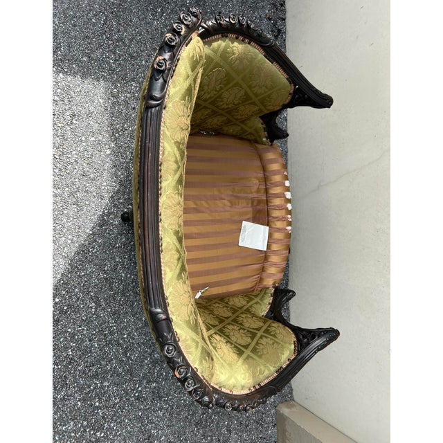 Wood 19th Century Victorian Carved Dark Walnut Sofa and Chair For Sale - Image 7 of 18