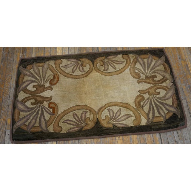 Brown Antique American Hooked Rug For Sale - Image 8 of 9