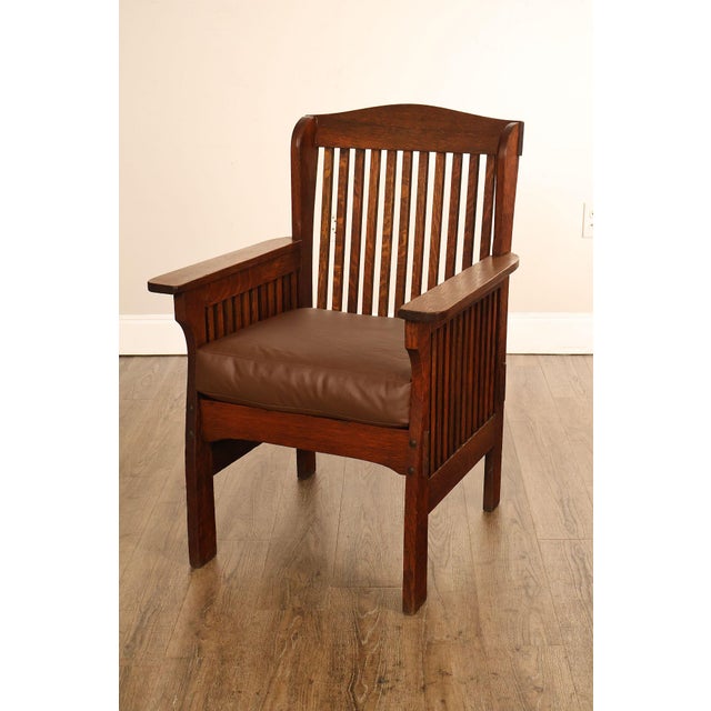 High Quality American Made Michigan Chair Company Arts And Crafts Oak Arm Chair With Vertical Spindle Back And Sides....