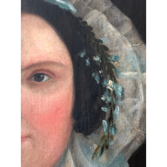 19th Century Antique Original Oil Painting of a Dutch Lady, 19th Century Portrait Art For Sale - Image 5 of 11