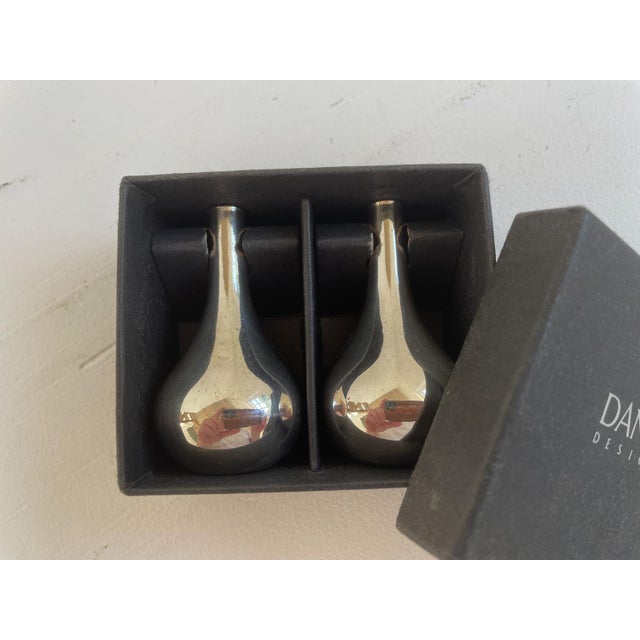 Danish onion candle holders in gift box by jens h. Quistgaard for dansk designs 1960s, set of 2. set of two small silver...