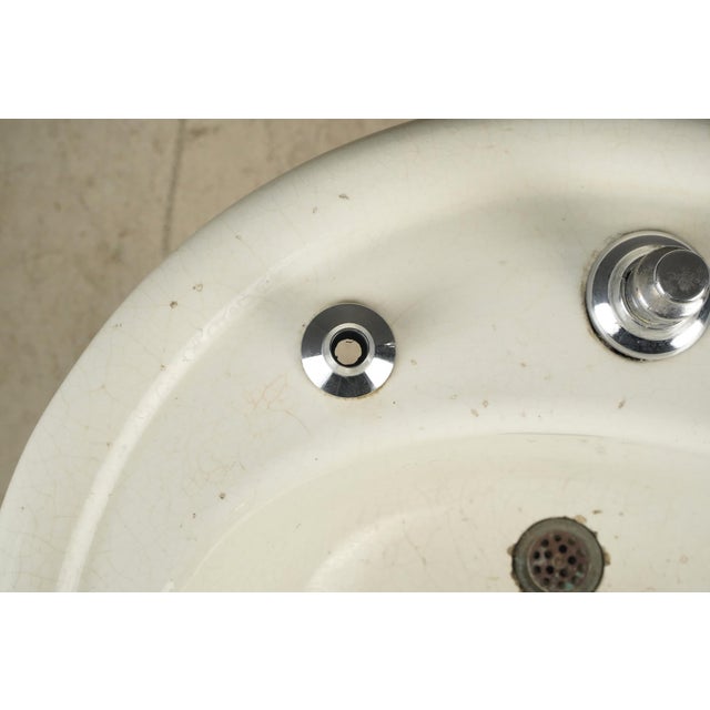 Mid 20th Century Vintage Art Deco 24 In. Fluted White Ceramic Pedestal Sink For Sale - Image 5 of 11