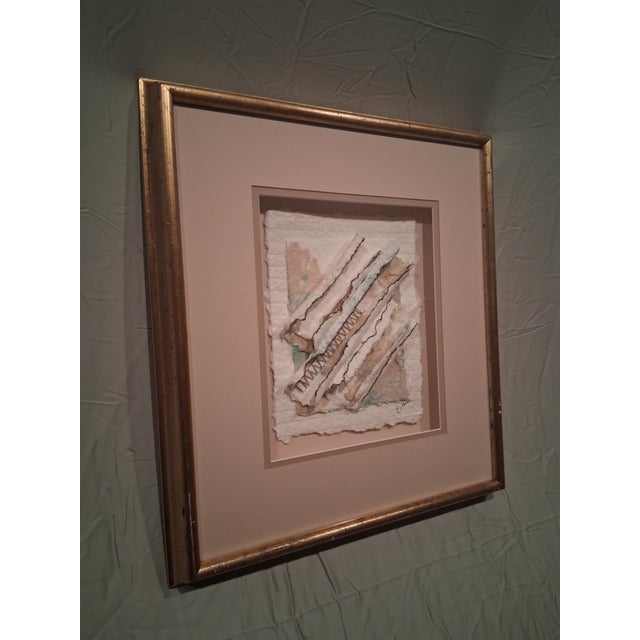 Late 20th Century Vtg. Elaine Rose Postmodern Abstact Torn Paper Art For Sale - Image 5 of 16