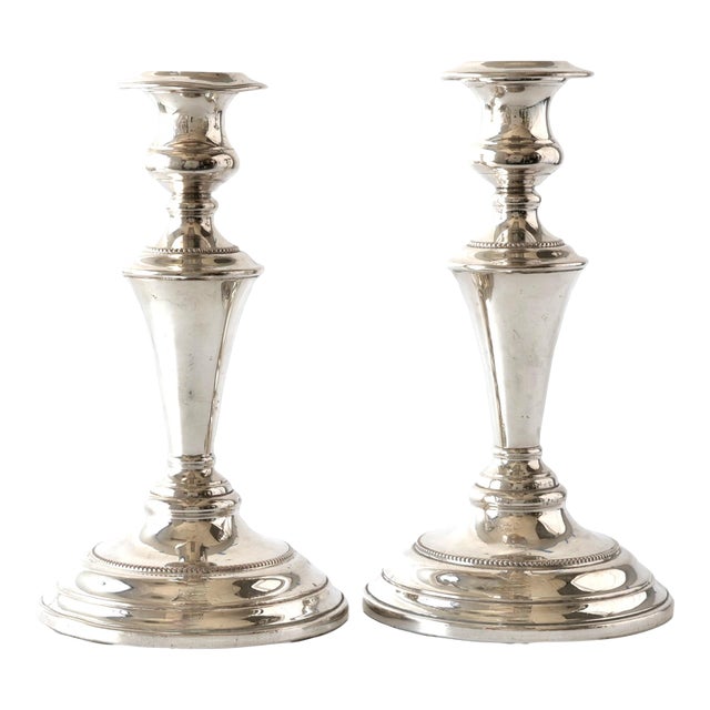 Art Deco Silver-Plate Candlesticks, a Pair For Sale