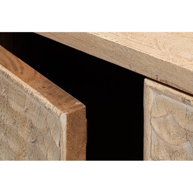 Carved Scallop Sideboard in Warm Tan, 79 Inches For Sale - Image 10 of 11