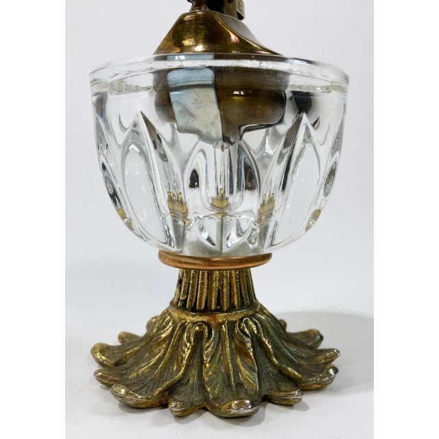 Vintage Hollywood Regency Style Brass & Cut Glass Table Lighter For Sale In Kansas City - Image 6 of 7