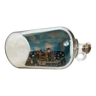1950s Folk Art New England Ship in a Bottle For Sale