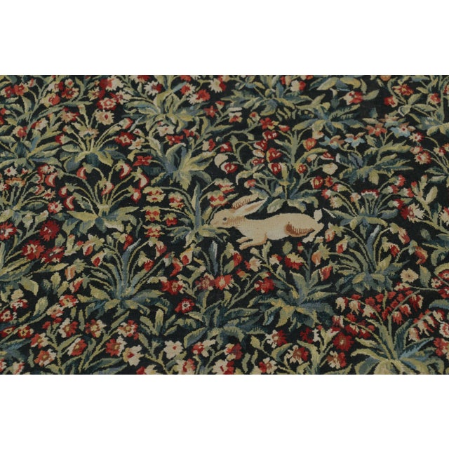 Textile Rug & Kilim’s Armorial Tudor Style Rug in Green and Red Floral Patterns For Sale - Image 7 of 9
