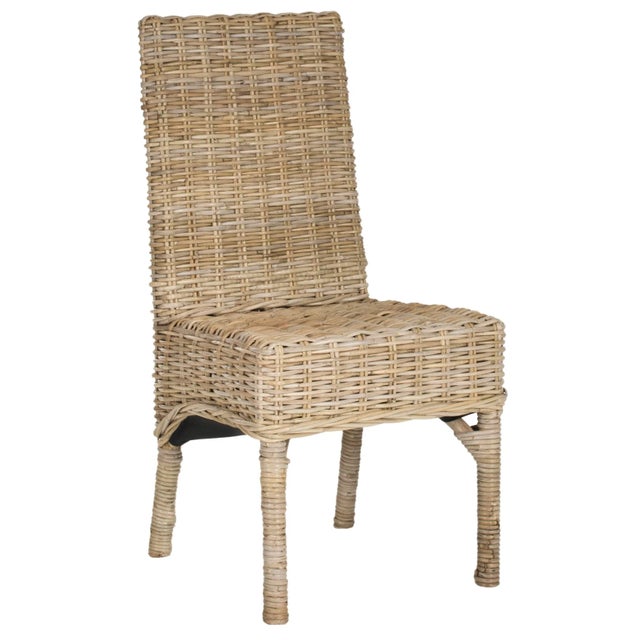 Modern 18''H Rattan Side Chair in Natural Unfinished - a Pair For Sale - Image 3 of 11