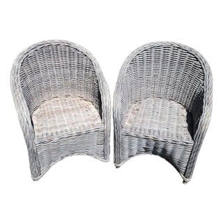 Bar Harbor Style Wicker Chairs-Pair For Sale