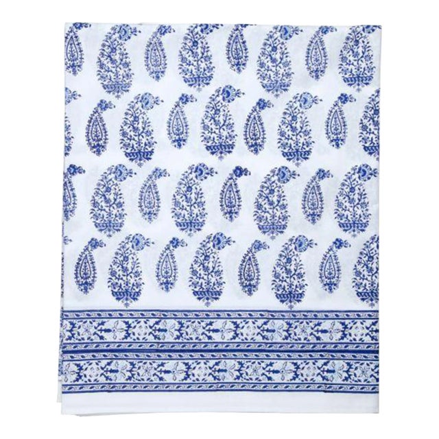 Malabar Multi-Paisley Queen Deep Blue Flat Sheet For Sale