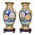 Pair of Chinese Cloisonné Peony Vases | Gilt Ground Floral Motif With Wood Stands For Sale