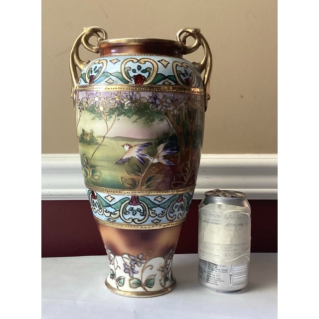 This listing is for a Vintage/ Antique Japanese Hand Painted Porcelain Vase, Bird-design, 12 3/4” Tall as pictured. Size...
