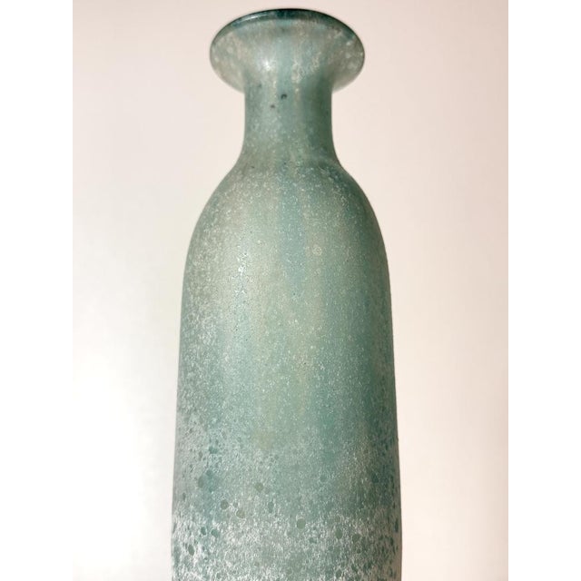 Glass Teal Scavo Glass Bottle Vase attributed to Gino Cenedese, Italy, 1970s For Sale - Image 7 of 15