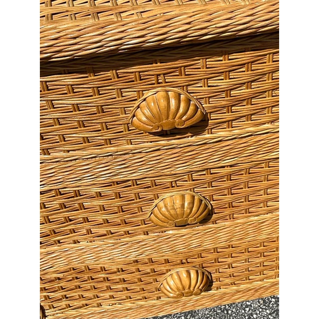 Coastal Vintage Coastal Woven Rattan Dresser For Sale - Image 3 of 9