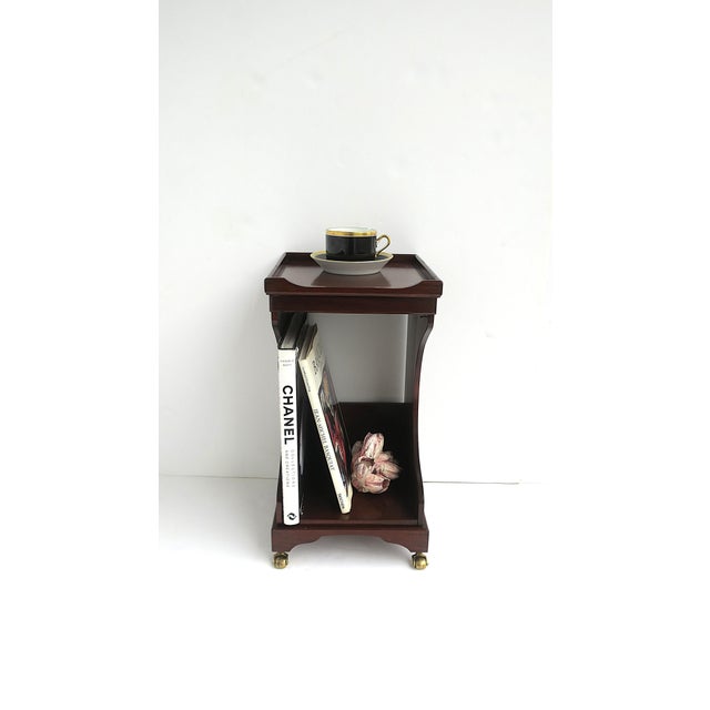 English Telephone Table Mahogany Wood Leather, Two Avail. For Sale - Image 3 of 12