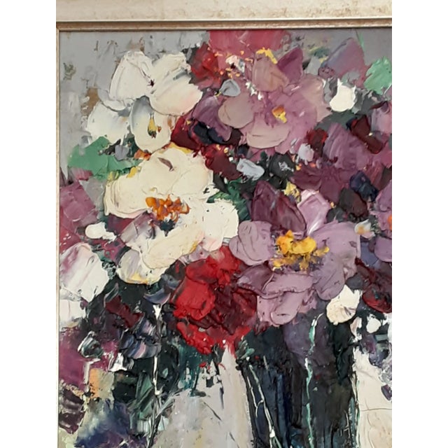 Signed Impressionist Impasto MCM Painting in Custom Silver Gilt Frame For Sale - Image 4 of 8