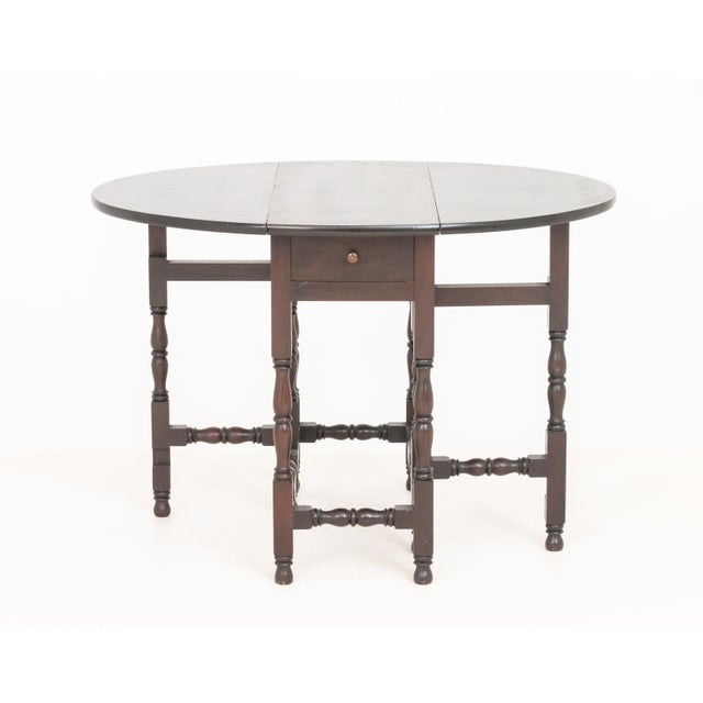 Brown Jacobean Style Rosewood Gate Leg Drop Leaf Table For Sale - Image 8 of 10