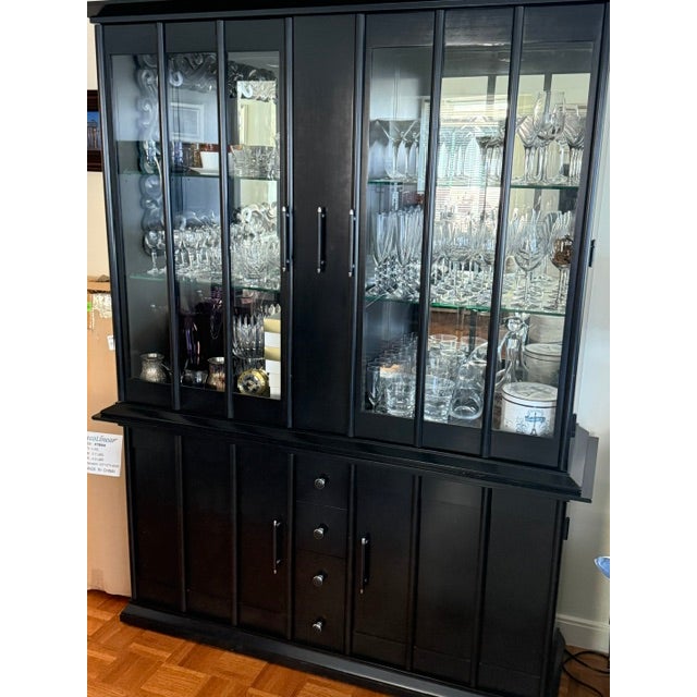 Contemporary Broyhill Perspectives Collection China Cabinet- Graphite Finish, Attributed For Sale - Image 3 of 3