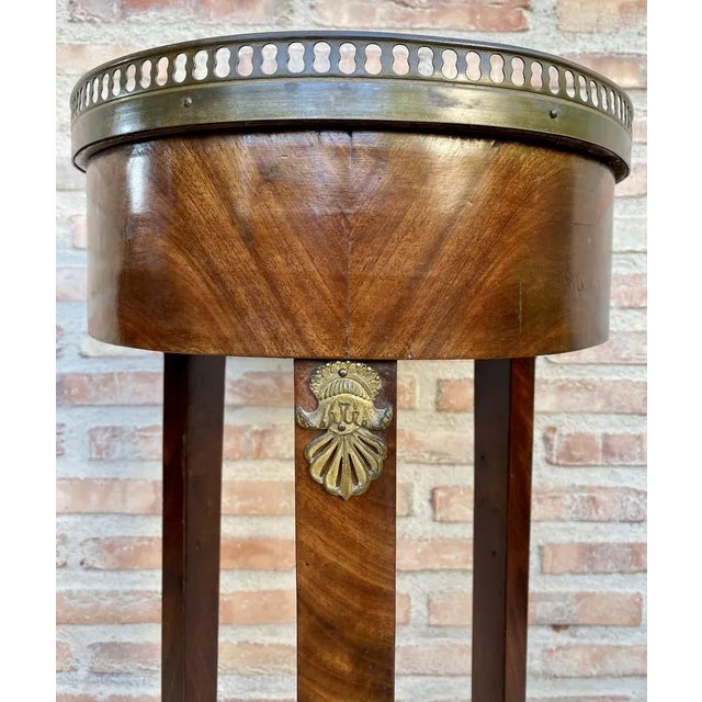 Brown Antique French Louis XVI Style Walnut Bouillotte Side Table, 1800s For Sale - Image 8 of 10