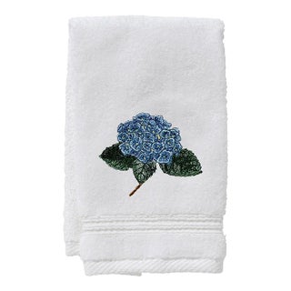 Blue Hydrangea Too Terry Guest Towel, Embroidered For Sale