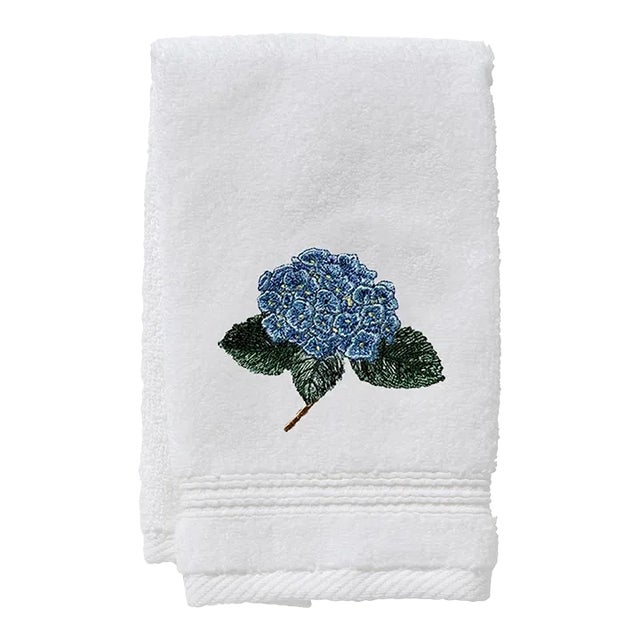 Blue Hydrangea Too Terry Guest Towel, Embroidered For Sale
