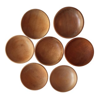 Japanese Wood Bowls - Set of 7 For Sale