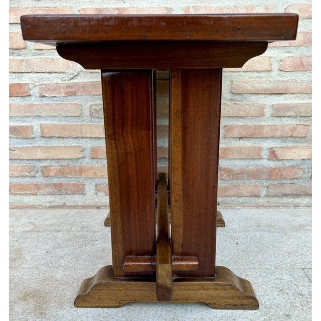 1920s Vintage Cubist Art Deco Side Table in Walnut, 1920s For Sale - Image 5 of 7