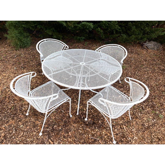 Russell Woodard 1970s Woodard “On the Terrace” Wrought Iron Patio Dining Set by Carolina Forge, Set of 5 For Sale - Image 4 of 12
