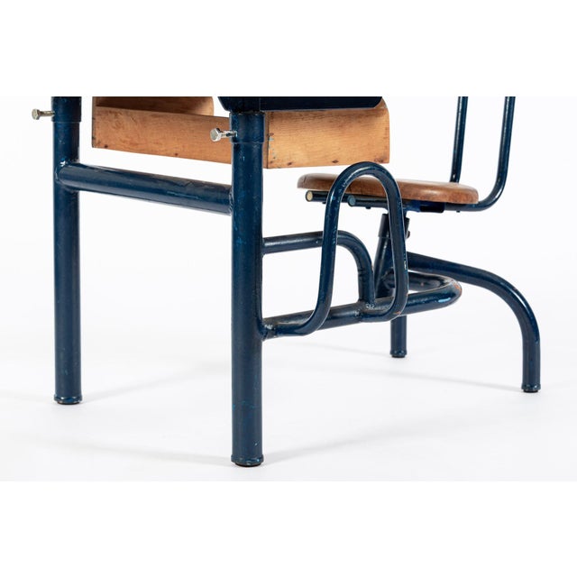 Vintage Antique Wood & Metal Child’s School Desk and Chair in the Style of Jean Prouvé For Sale - Image 13 of 14