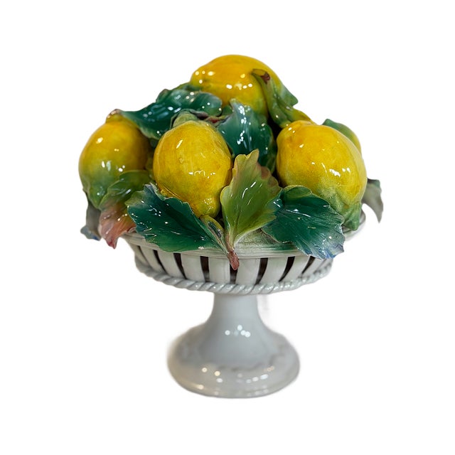 Vintage Italian Majolica Lemon Pedestal Topiary For Sale - Image 9 of 9