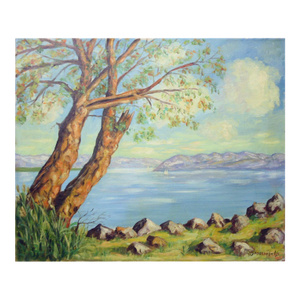 Mid Century Lake Lucerne, Switzerland Landscape by Gustave Grossenbacher
