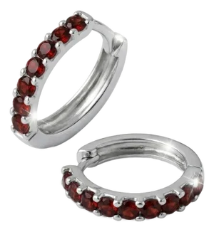 Natural Garnet Huggie Hoops, January Birthstone Hoops, Dainty Earrings for Her - A Pair