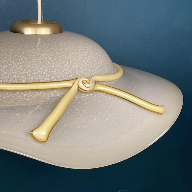 Murano Pendant Lamp in Shape of Wide Brim Hat, Italy, 1970s For Sale - Image 9 of 17