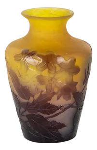 Cameo Glass Vase with Vine Flowers by Emile Gallé, 1920s