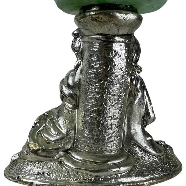 Glass Bowl on Silver Base with a Romantic Scene from La Meridiana, Italy For Sale - Image 6 of 8