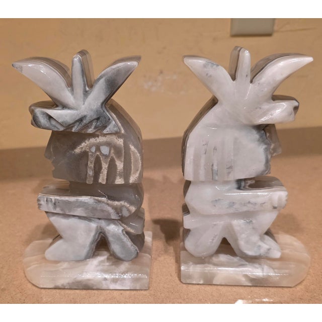 Mexican Mexican Onyx Mayan Figure Bookends For Sale - Image 3 of 10