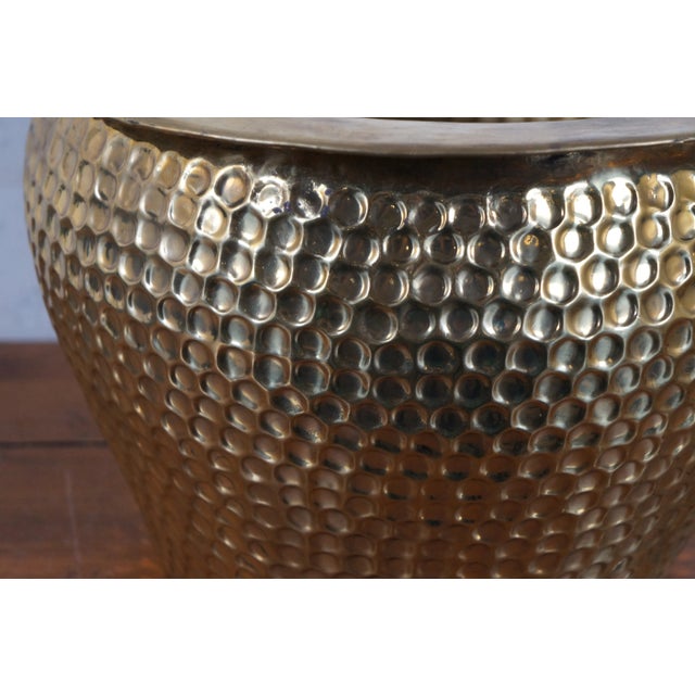 Vintage Chinese Hammered Brass Nesting Foo Dog Planters Jardinieres Cachepots- Set of 3 For Sale - Image 11 of 12