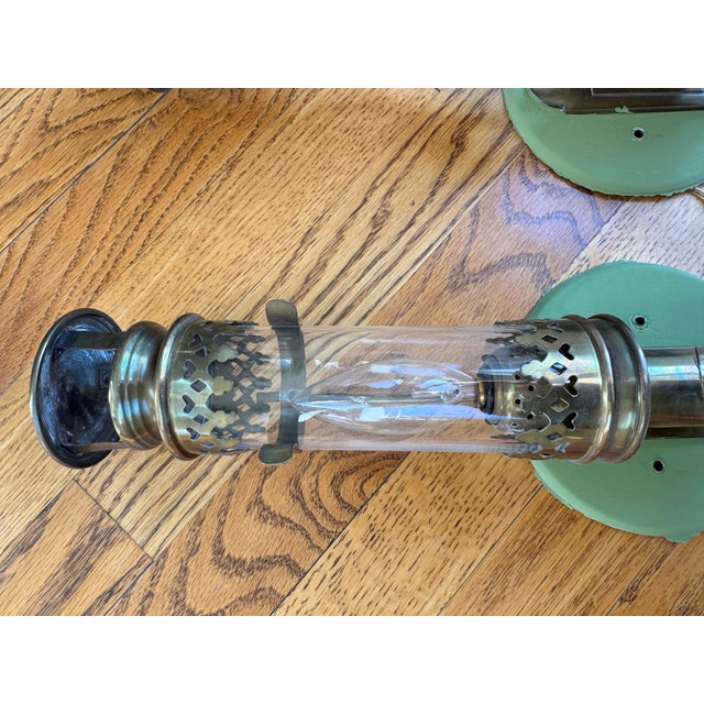 Antique French PLM Railroad Carriage Brass Wall Sconces - a Pair For Sale - Image 4 of 4